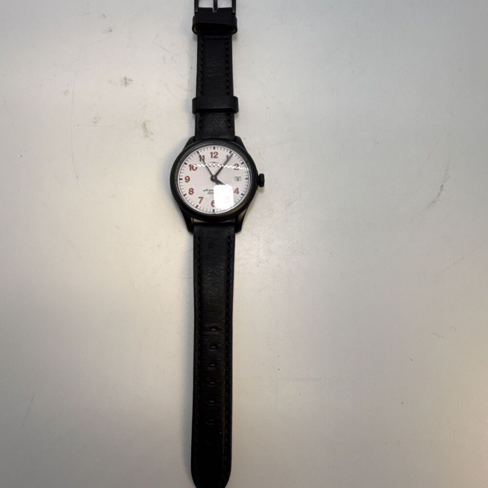 Shinola Detroit Argonite 715 Men’s Watch White Dial Red Numbers Black Leather